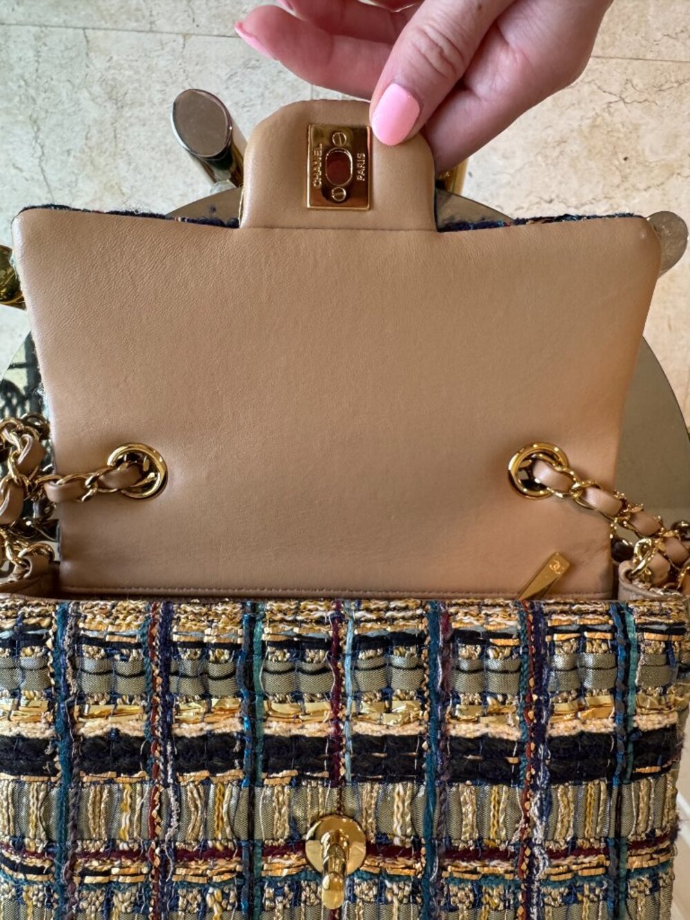 Chanel Tweed Quilted Mini Rectangular Flap - Egypt Collection - Picture 9 of 16